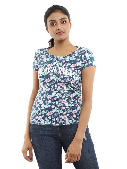 women's front print round neck t-shirt - 19420307 - Very Small Image - 1