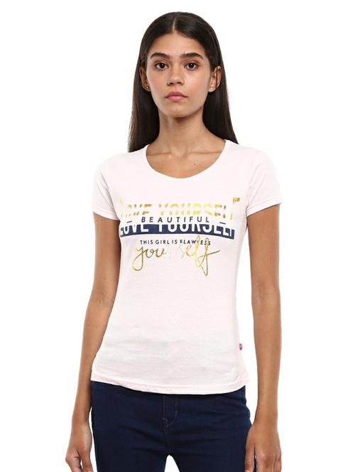women's chest print round neck t-shirt - 19420409 - Very Small Image - 1