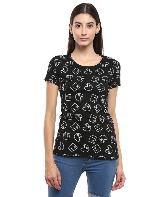 women's front print round neck t-shirt - 19420441 - Very Small Image - 1