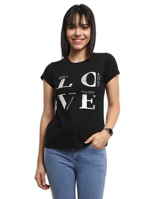 women's front print round neck t-shirt - 19420450 - Very Small Image - 1