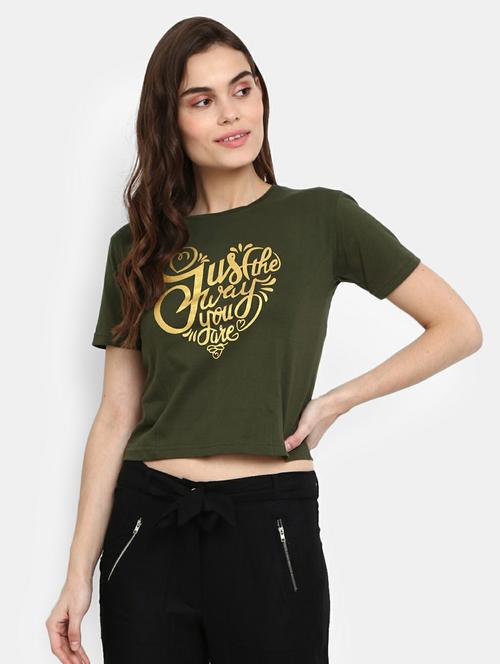women's chest print round neck t-shirt - 19420577 - Very Small Image - 1