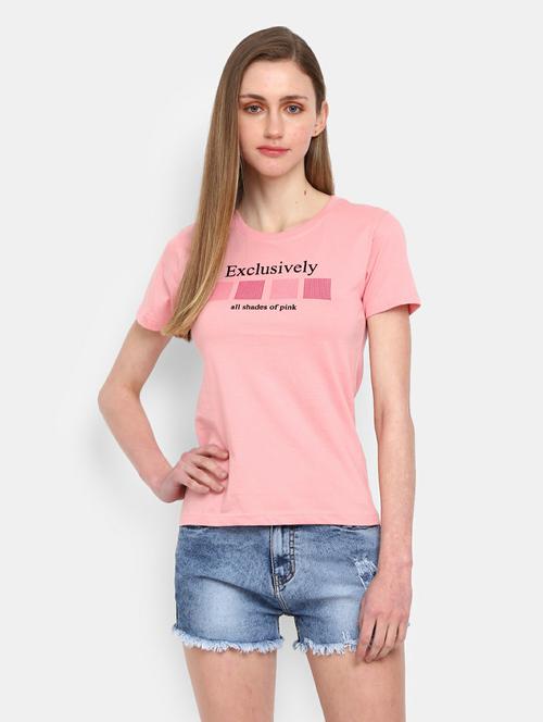 women's chest print round neck t-shirt - 19420605 - Very Small Image - 1