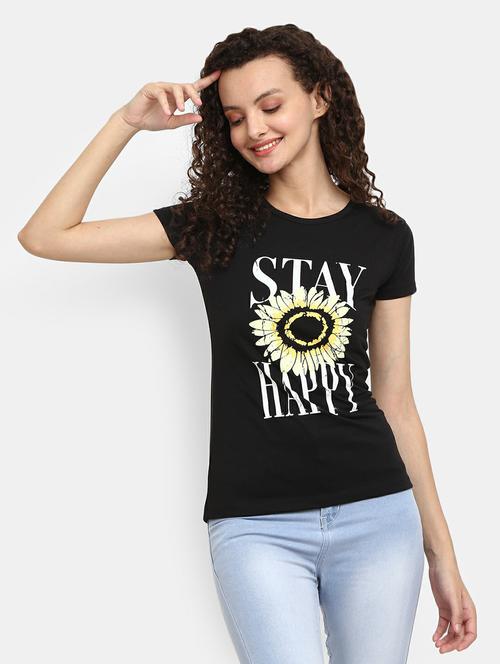 women's front print round neck t-shirt - 19420655 - Very Small Image - 1