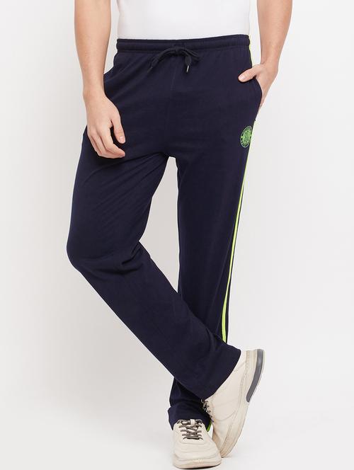 navy blue cotton blend track pant - 19420770 - Very Small Image - 1
