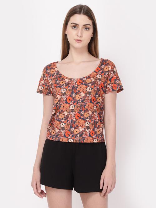 orange floral regular tee - 19421483 - Very Small Image - 1