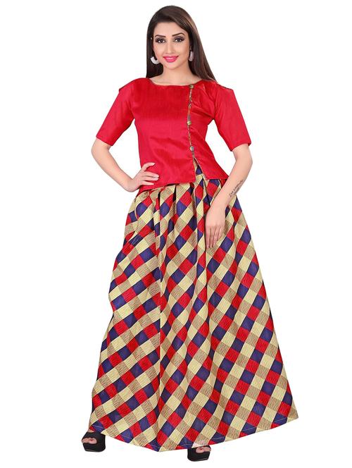 multi colored printed semi-stitched lehenga - 19421842 - Very Small Image - 1