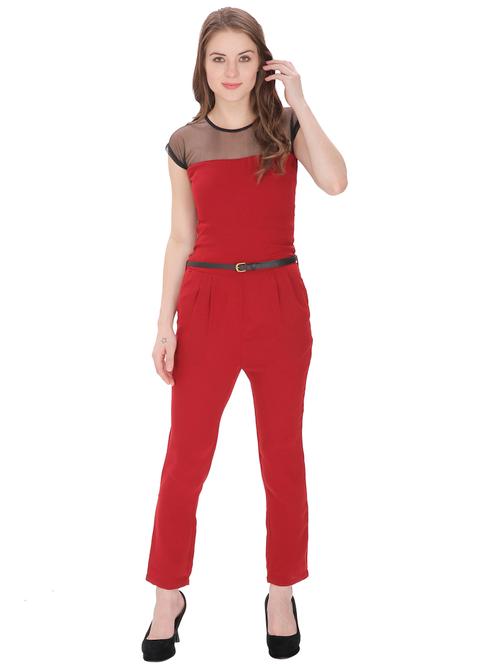 red solid full leg jumpsuit - 19421993 - Very Small Image - 1