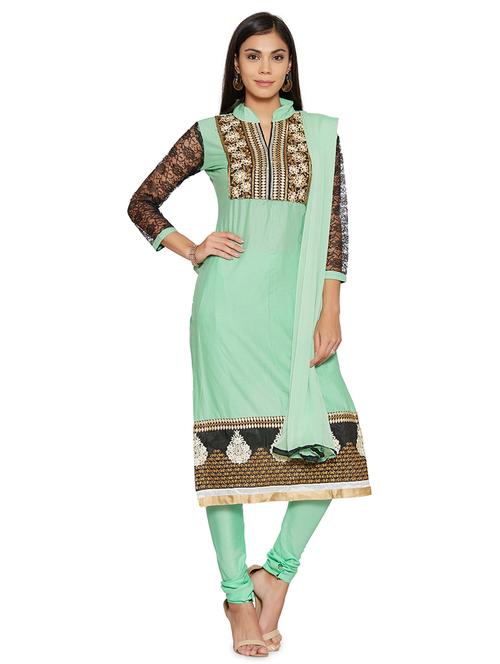 green self design unstitched suit set - 19422141 - Very Small Image - 1