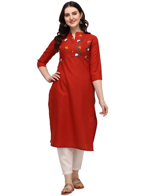 red solid kurta set - 19422230 - Very Small Image - 1