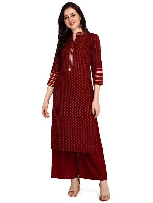 red printed kurta set - 19422301 - Very Small Image - 1