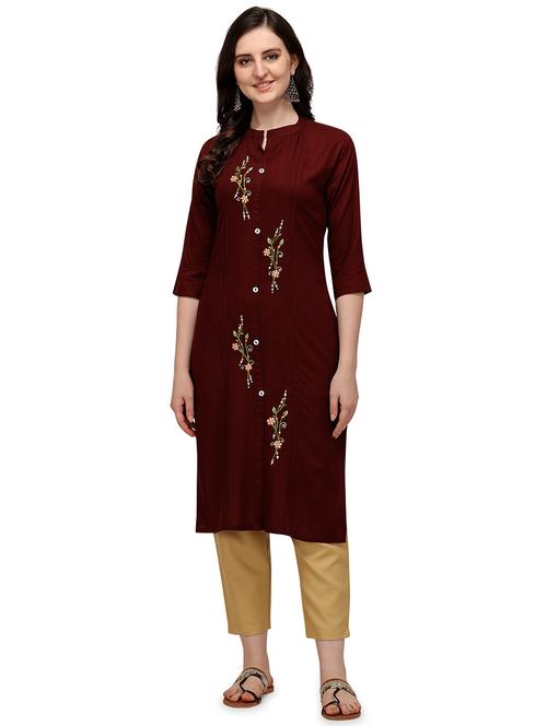 red solid kurta set - 19422315 - Very Small Image - 1