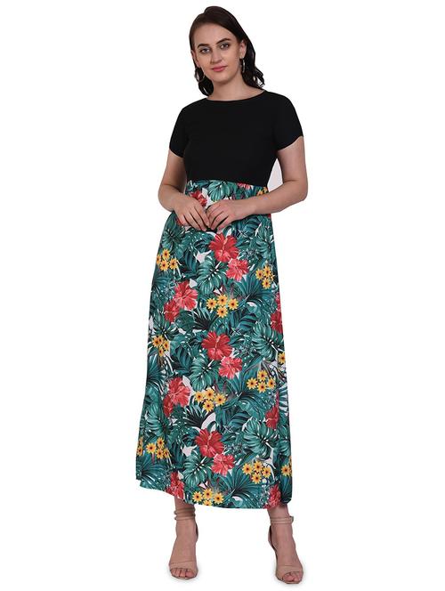 multi colored printed fit & flare gown - 19422504 - Very Small Image - 1
