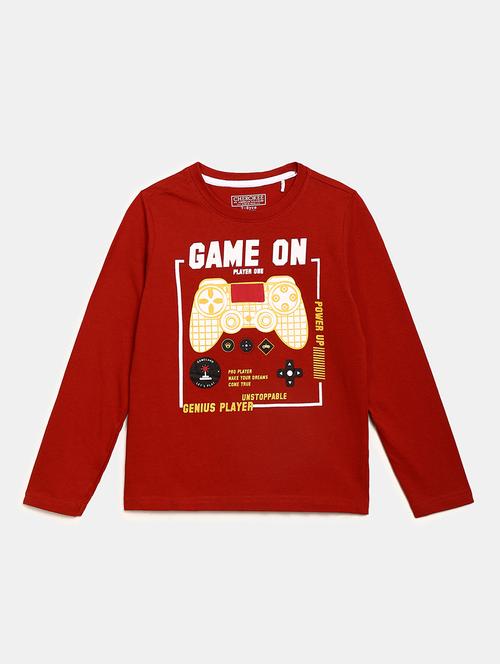 red printed round neck t-shirt - 19422756 - Very Small Image - 1