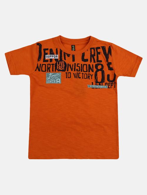 orange printed round neck t-shirt - 19422769 - Very Small Image - 1