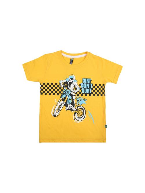 yellow printed round neck t-shirt - 19422775 - Very Small Image - 1