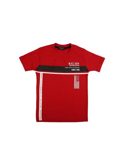 red printed round neck t-shirt - 19422785 - Very Small Image - 1