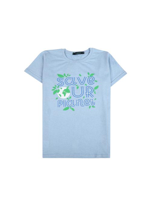 light blue printed round neck t-shirt - 19422916 - Very Small Image - 1