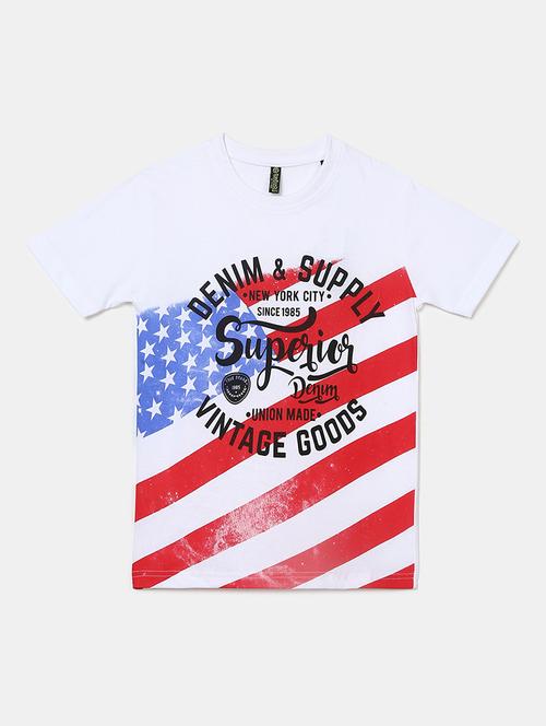 white printed round neck t-shirt - 19422922 - Very Small Image - 1