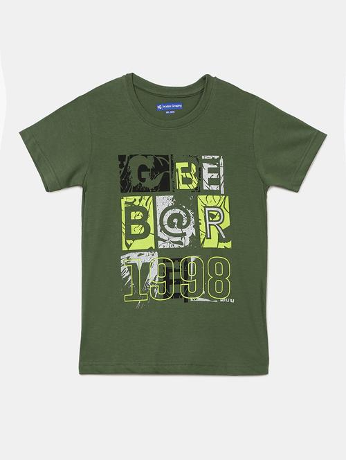 olive printed round neck t-shirt - 19422975 - Very Small Image - 1
