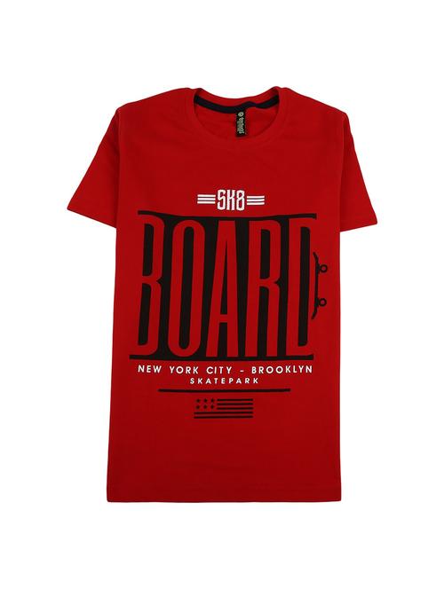 red printed round neck t-shirt - 19422995 - Very Small Image - 1