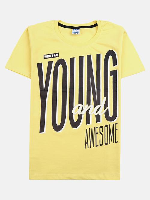 yellow printed round neck t-shirt - 19423028 - Very Small Image - 1