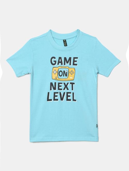 light blue printed round neck t-shirt - 19423082 - Very Small Image - 1