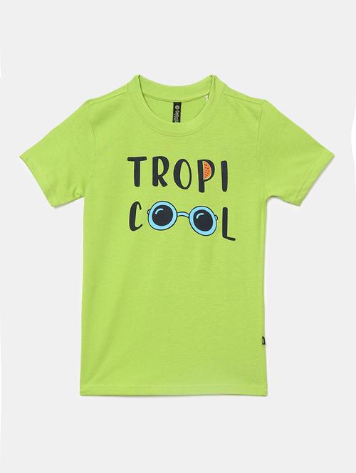 light green printed round neck t-shirt - 19423083 - Very Small Image - 1