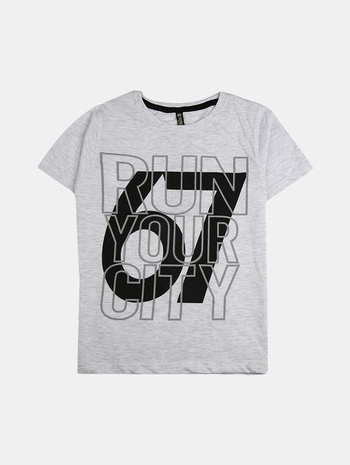 grey printed round neck t-shirt - 19423114 - Very Small Image - 1