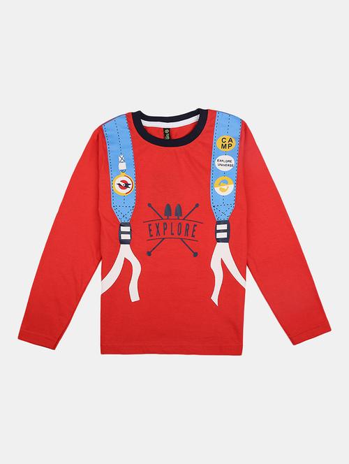 red printed round neck t-shirt - 19423132 - Very Small Image - 1