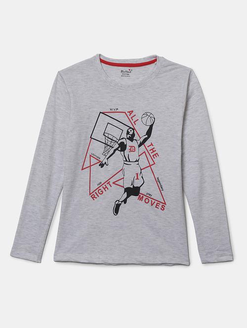 grey printed round neck t-shirt - 19423133 - Very Small Image - 1