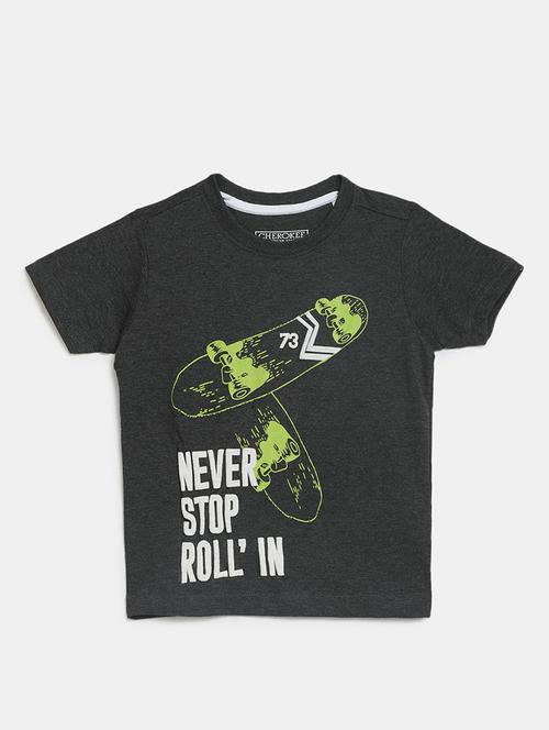grey printed round neck t-shirt - 19423199 - Very Small Image - 1