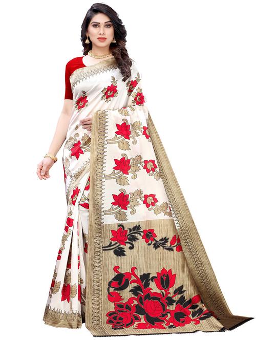 floral printed kanjivaram saree with blouse - 19423871 - Very Small Image - 1