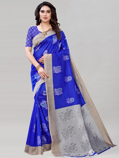 ethnic motif saree with blouse - 19423899 - Very Small Image - 1