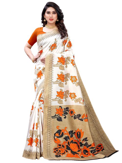 floral printed kanjivaram saree with blouse - 19423915 - Very Small Image - 1