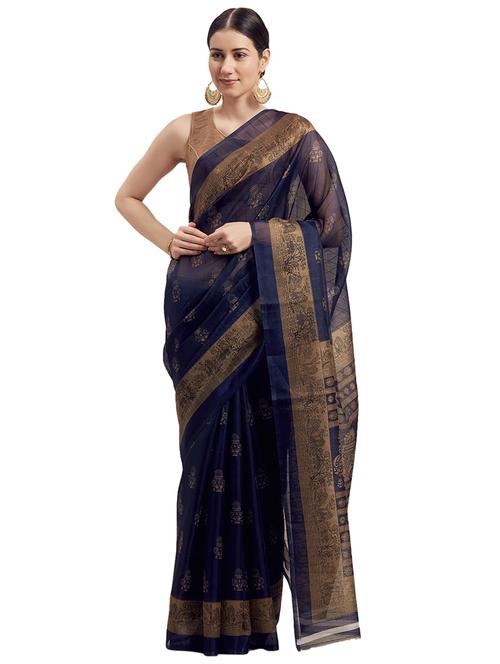 printed saree with blouse - 19424024 - Very Small Image - 1