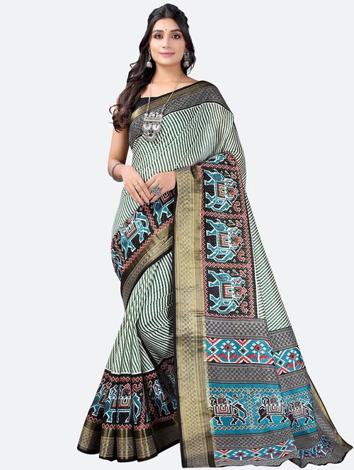 multi colored printed saree with blouse - 19424050 - Very Small Image - 1