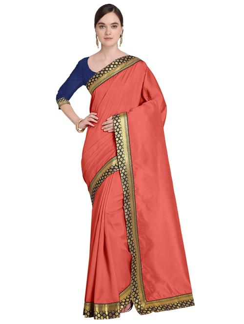 peach bordered saree with blouse - 19424065 - Very Small Image - 1