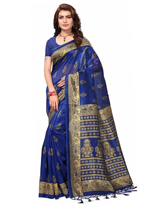 contrast bordered printed saree - 19424090 - Very Small Image - 1