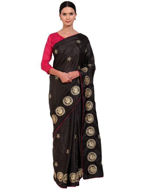 contrast bordered embroidered saree - 19424114 - Very Small Image - 1