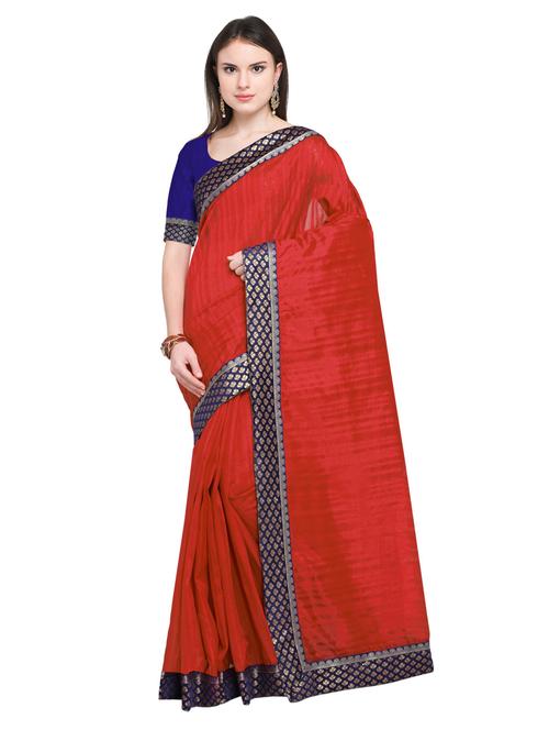 contrast bordered printed saree with blouse - 19424136 - Very Small Image - 1