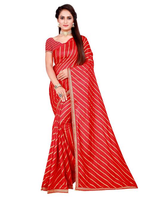 contrast bordered printed saree with blouse - 19424145 - Very Small Image - 1