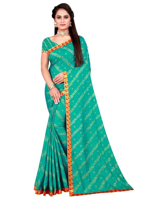contrast bordered printed saree with blouse - 19424146 - Very Small Image - 1