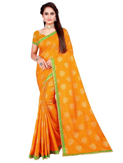 contrast bordered printed saree with blouse - 19424159 - Very Small Image - 1