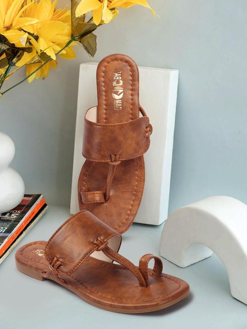 tan synthetic slip on sandals - 19426408 - Very Small Image - 1