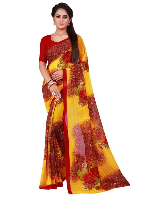 printed plain saree - 19427286 - Very Small Image - 1