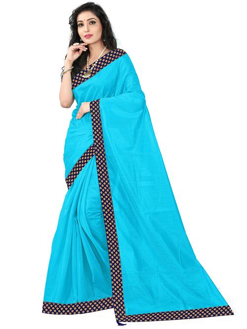 solid plain saree with blouse - 19427287 - Very Small Image - 1