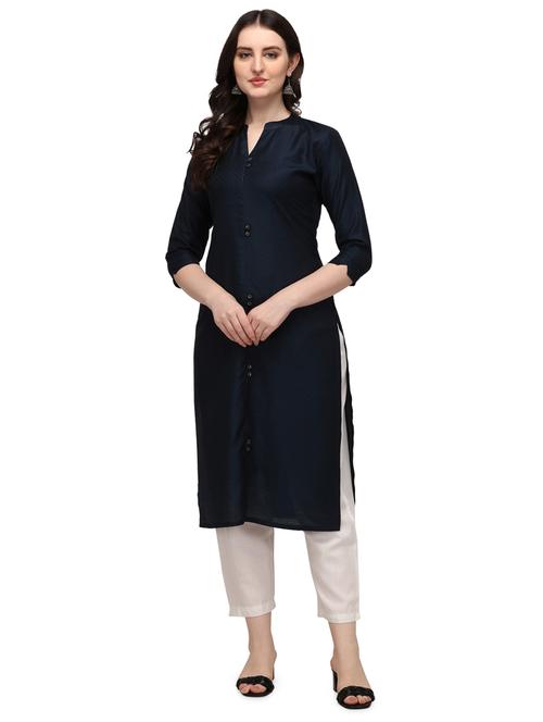 solid viscose straight kurta - 19427631 - Very Small Image - 1