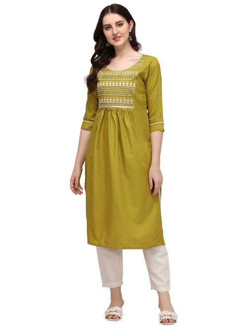 solid cotton blend a-line kurta - 19427642 - Very Small Image - 1