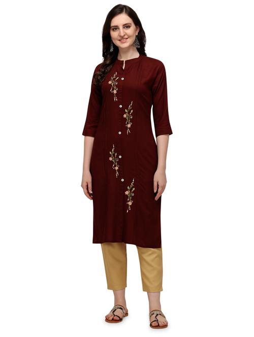 solids cotton a-line kurta - 19427719 - Very Small Image - 1