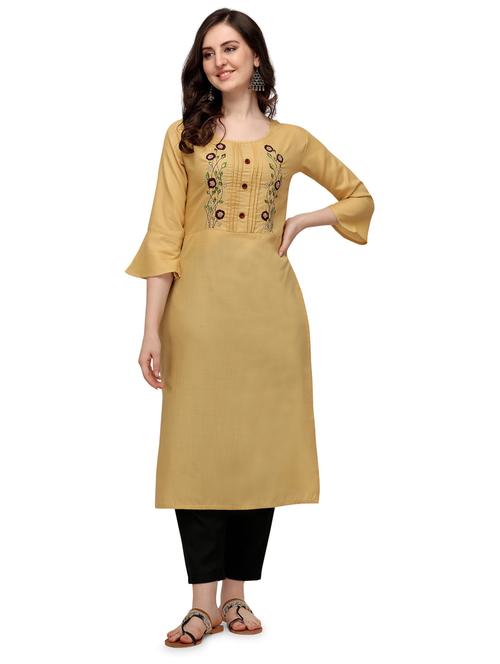 solids cotton a-line kurta - 19427720 - Very Small Image - 1